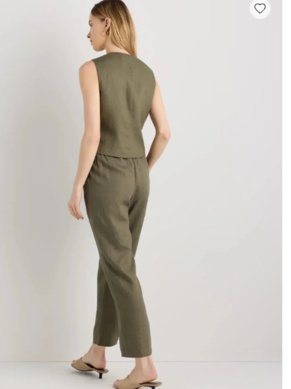 Quince 100% European Linen Tapered Ankle Pants – Light Green – Size Large